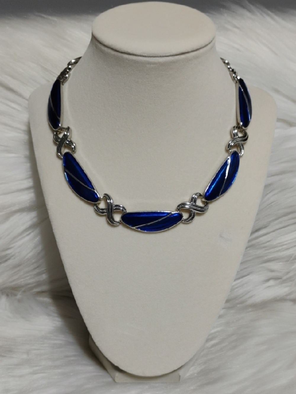 SALE! Royal Blue Enamel Link Adjustable Necklace